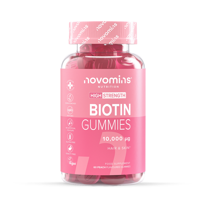 Novomins Biotin 10,000µg Peach Flavoured 60 Gummies